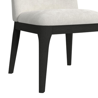Sylvie Dining Side Chair with White Fabric in Black with Grain (Set of 2)
