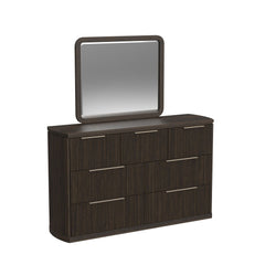 Sylvie Queen UPH 5PC Bedroom Set with White Fabric in Dark Brown