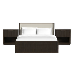 Sylvie King UPH 3PC Bedroom Set with 2 Nightstands in Dark Brown
