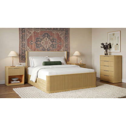 Sylvie King UPH 4PC Bedroom Set with 2 Nightstands & Chest in Natural
