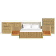 Sylvie King UPH 5PC Bedroom Set with 2 Nightstands, Dresser & Chest in Natural