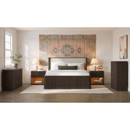 Sylvie Queen UPH 5PC Bedroom Set with 2 Nightstands, Dresser & Chest in Dark Brown