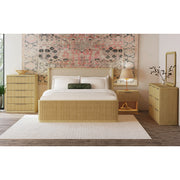 Sylvie King UPH 5PC Bedroom Set with White Fabric in Natural