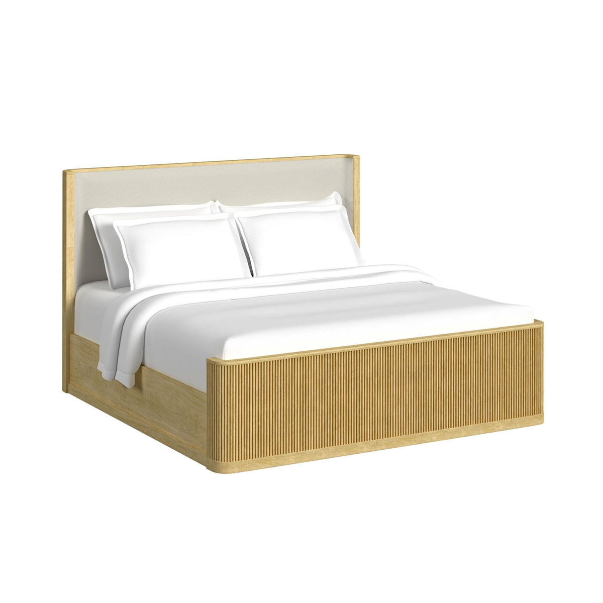 Sylvie King UPH 5PC Bedroom Set with White Fabric in Natural