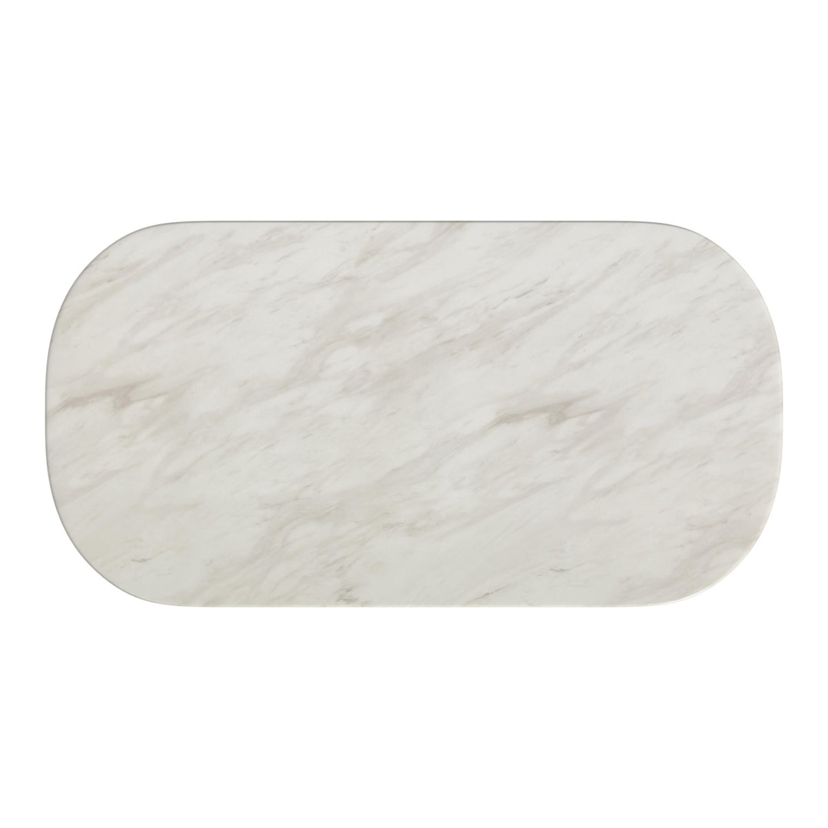 Sylvie Oval Dining Table with White Faux Marble Top in Dark Brown