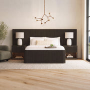 Sylvie Wall Bed Queen Set in Dark Brown