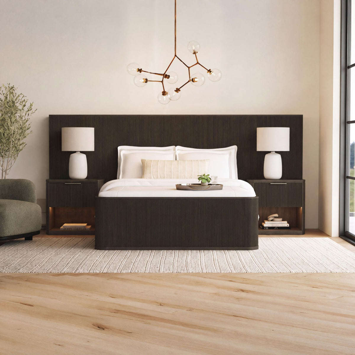 Sylvie Wall Bed King Set in Dark Brown