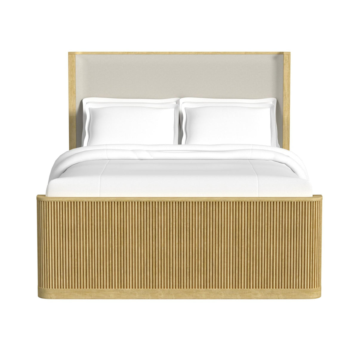 Sylvie Queen UPH Bed with White Fabric in Natural