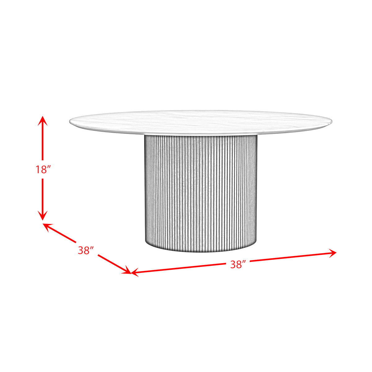 Sylvie 3PC Occasional Table Set with White Faux Marble Top and Base in Natural-Coffee Table & Two End Tables