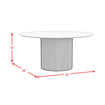 Sylvie 3PC Occasional Table Set with White Faux Marble Top and Base in Natural-Coffee Table & Two End Tables
