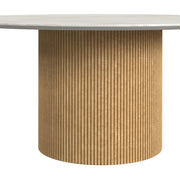 Sylvie 3PC Occasional Table Set with White Faux Marble Top and Base in Natural-Coffee Table & Two End Tables