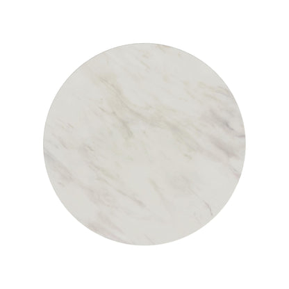 Sylvie Round Dining Table with White Faux Marble Top in Natural