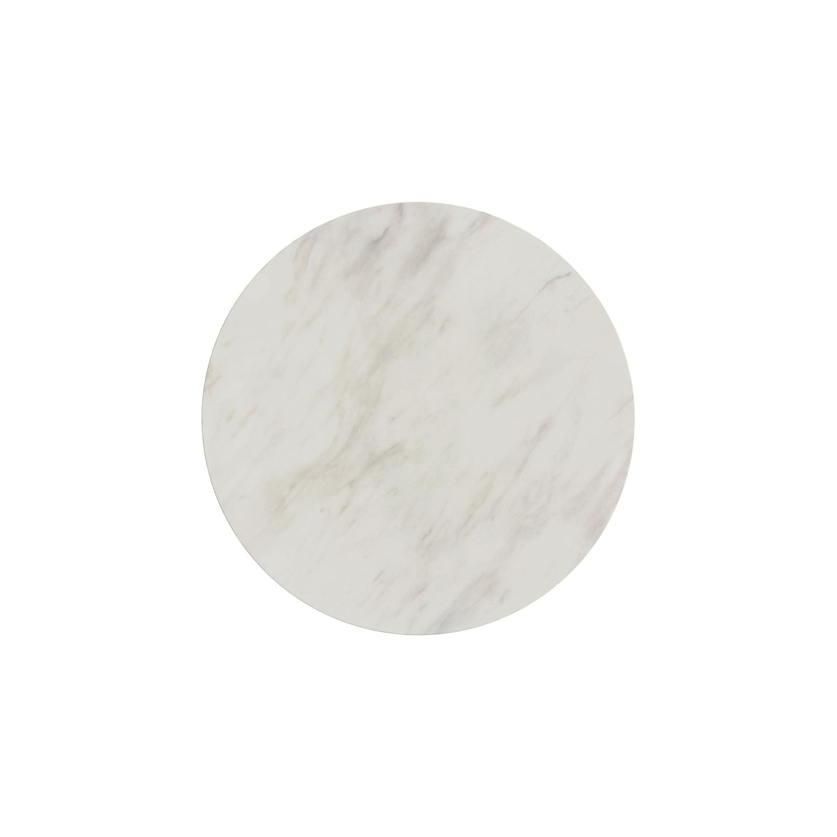 Sylvie Round End Table with White Faux Marble Top and Base in Natural