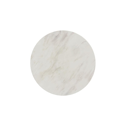 Sylvie 3PC Occasional Table Set with White Faux Marble Top and Base in Natural-Coffee Table & Two End Tables