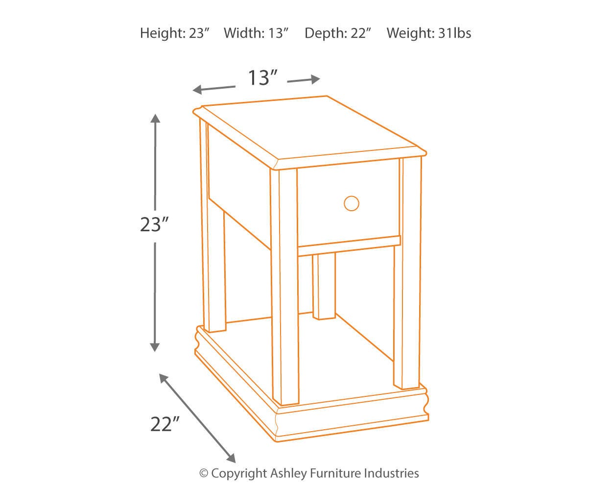 Breegin Chair Side End Table