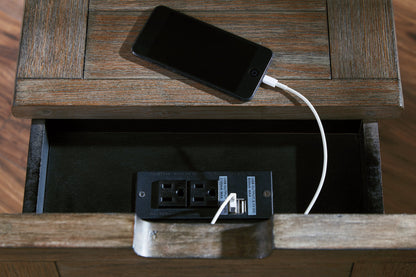 Mesa auxiliar Tyler Creek con puerto USB y enchufes