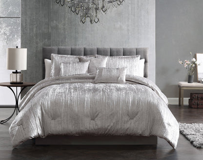 Taos 7 pc Velvet Comforter Silver