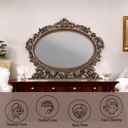 Devany Oval Mirror with Scrolled Details