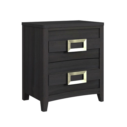 Tobias 2-Drawer Nightstand with USB in Black