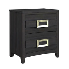 Tobias 2-Drawer Nightstand with USB in Black