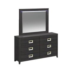 Tobias King 5PC Bedroom Set with LED in Black