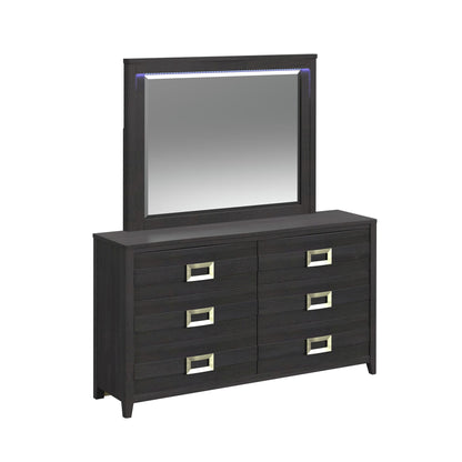 Tobias Queen 5PC Bedroom Set with LED in Black