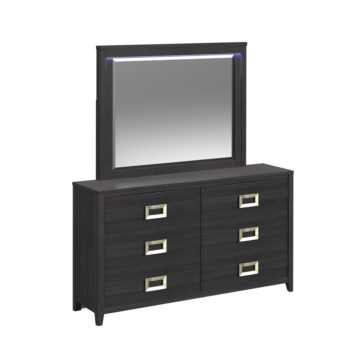 Tobias Full 5PC Bedroom Set with LED in Black