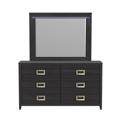 Tobias Dresser and Mirror Set with LED in Black