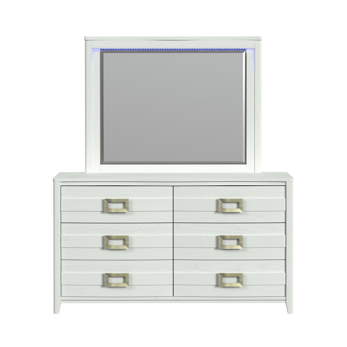 Tobias Dresser and Mirror Set with LED in White