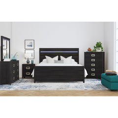 Tobias King 5PC Bedroom Set with LED in Black