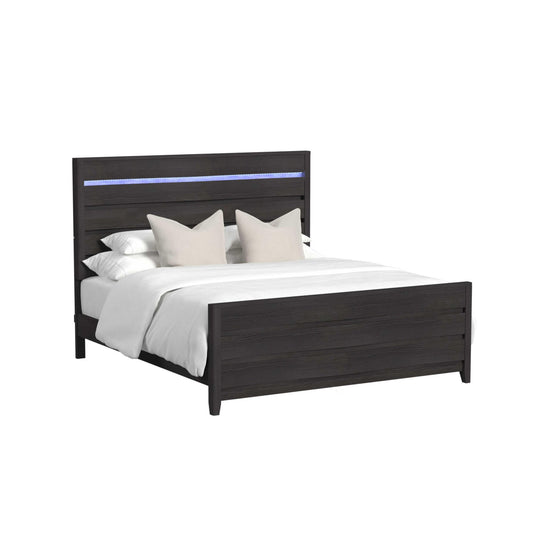 Tobias King 5PC Bedroom Set with LED in Black