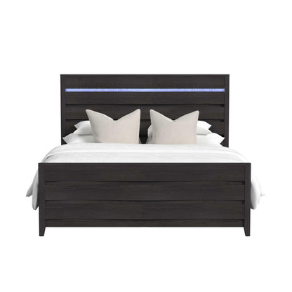 Tobias King Bed with LED in Black