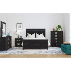 Tobias Queen 3PC Bedroom Set with LED in Black