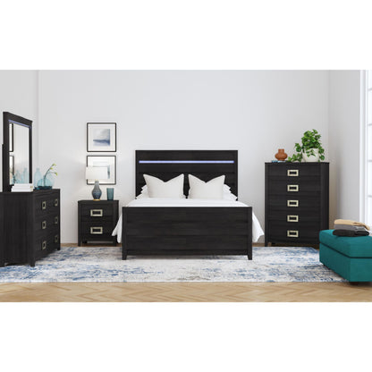 Tobias Queen 3PC Bedroom Set with LED in Black