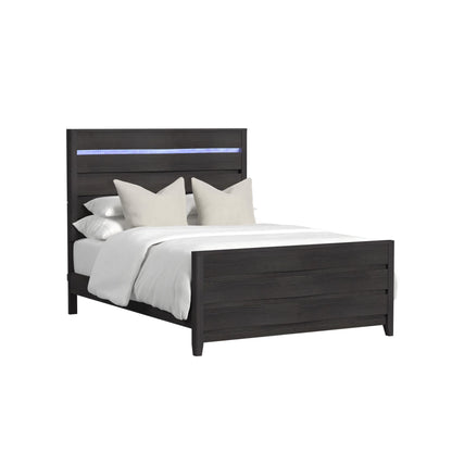 Tobias Queen 3PC Bedroom Set with LED in Black