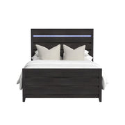Tobias Queen Bed with LED in Black