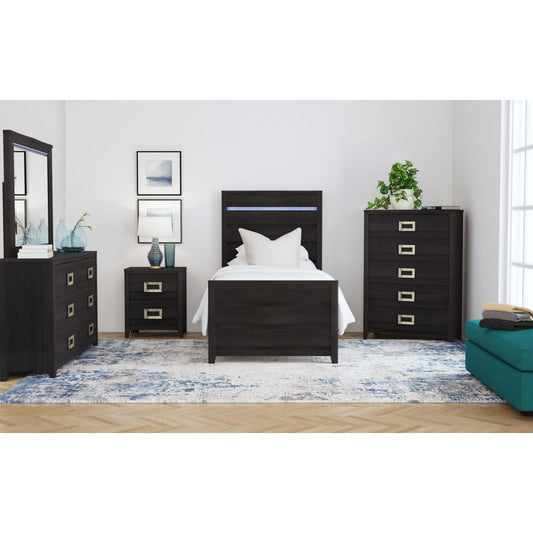 Tobias Twin Bed with LED in Black
