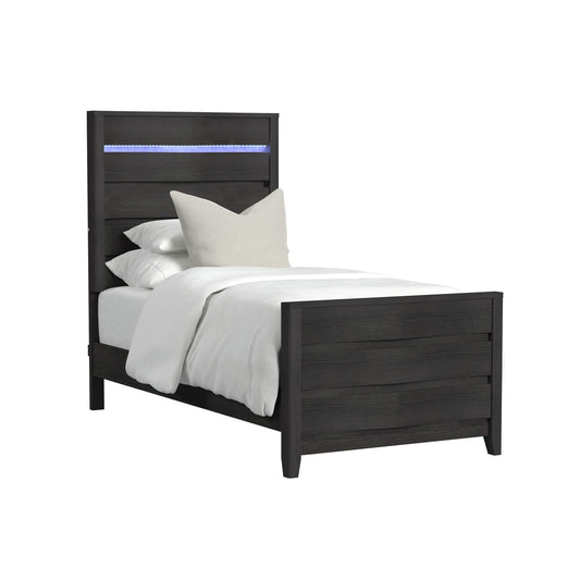 Tobias Twin Bed with LED in Black