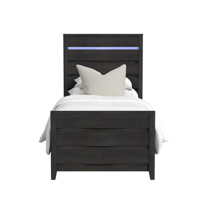 Tobias Twin Bed with LED in Black