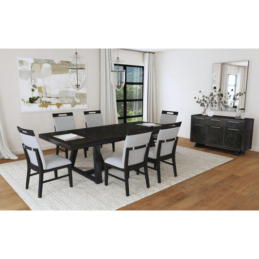 Transcend 7PC Standard Height Dining Set in Charcoal-Table and Six Chairs