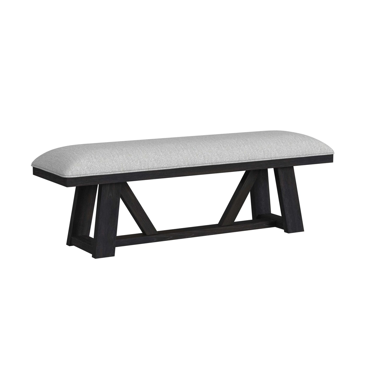 Transcend Dining Bench with Light Grey Fabric in Charcoal