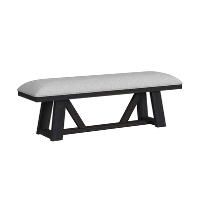 Transcend Dining Bench with Light Grey Fabric in Charcoal