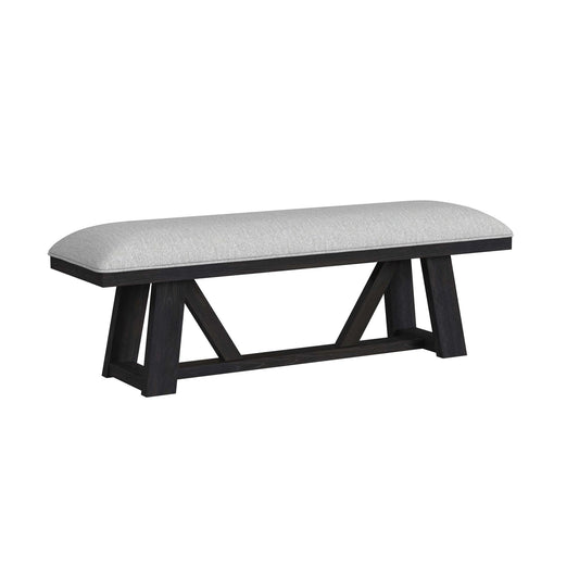 Transcend Dining Bench with Light Grey Fabric in Charcoal