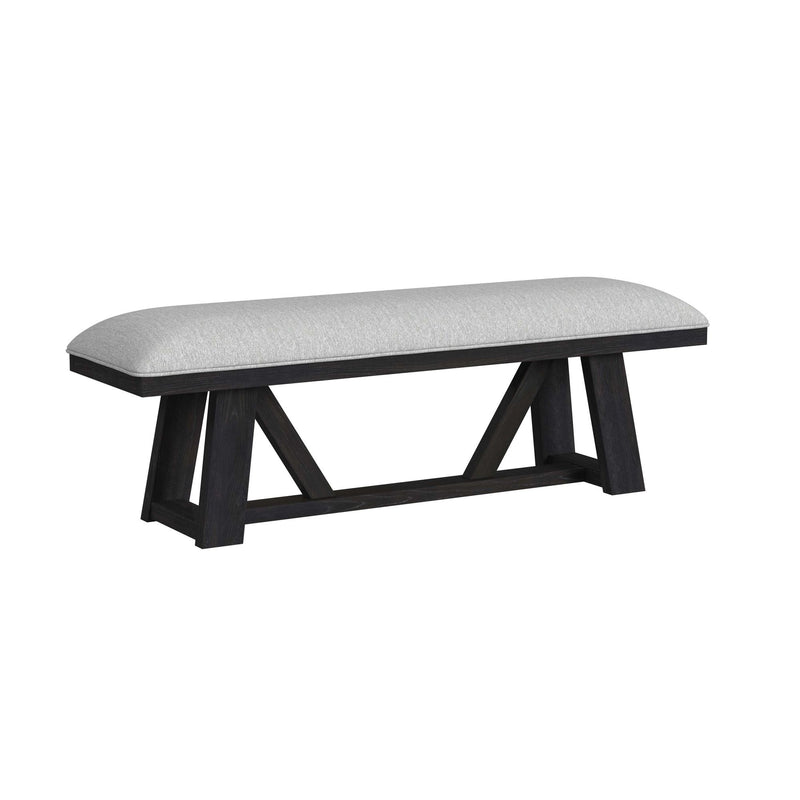 Transcend Dining Bench With Light Grey Fabric In Charcoal