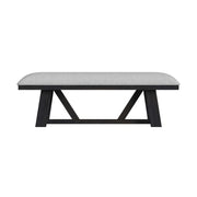 Transcend Dining Bench with Light Grey Fabric in Charcoal