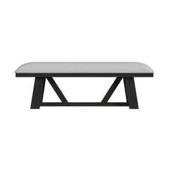 Transcend Dining Bench with Light Grey Fabric in Charcoal
