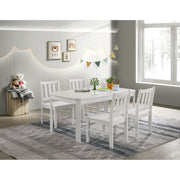 Travis Youth 5PC Dining Set with Table and 4 Chairs in White