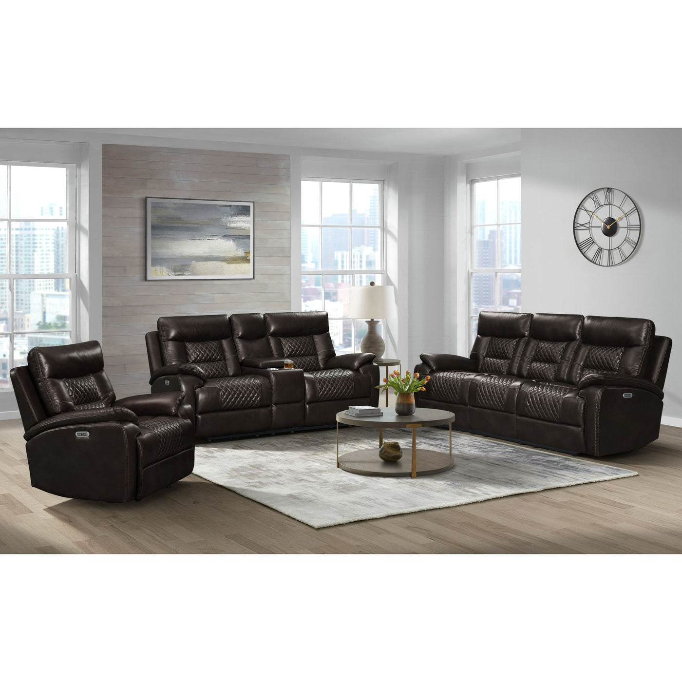 Trinidad Power Recliner with Power Motion Head Recliner in Pebble Brown