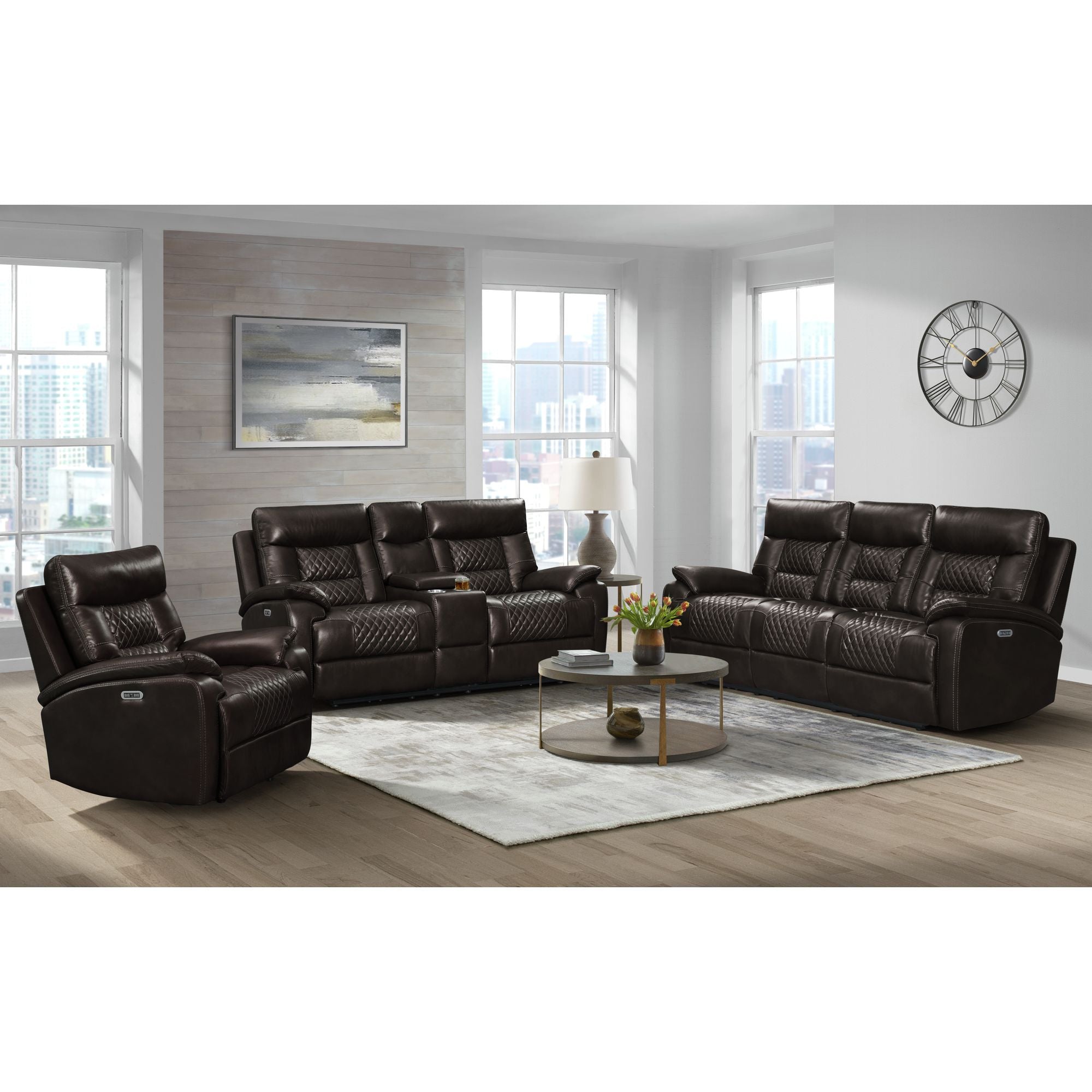 Trinidad Power Recliner with Power Motion Head Recliner in Pebble Brown
