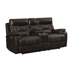 Trinidad Power Motion Loveseat with Power Motion Head Recliner & Console in Pebble Brown